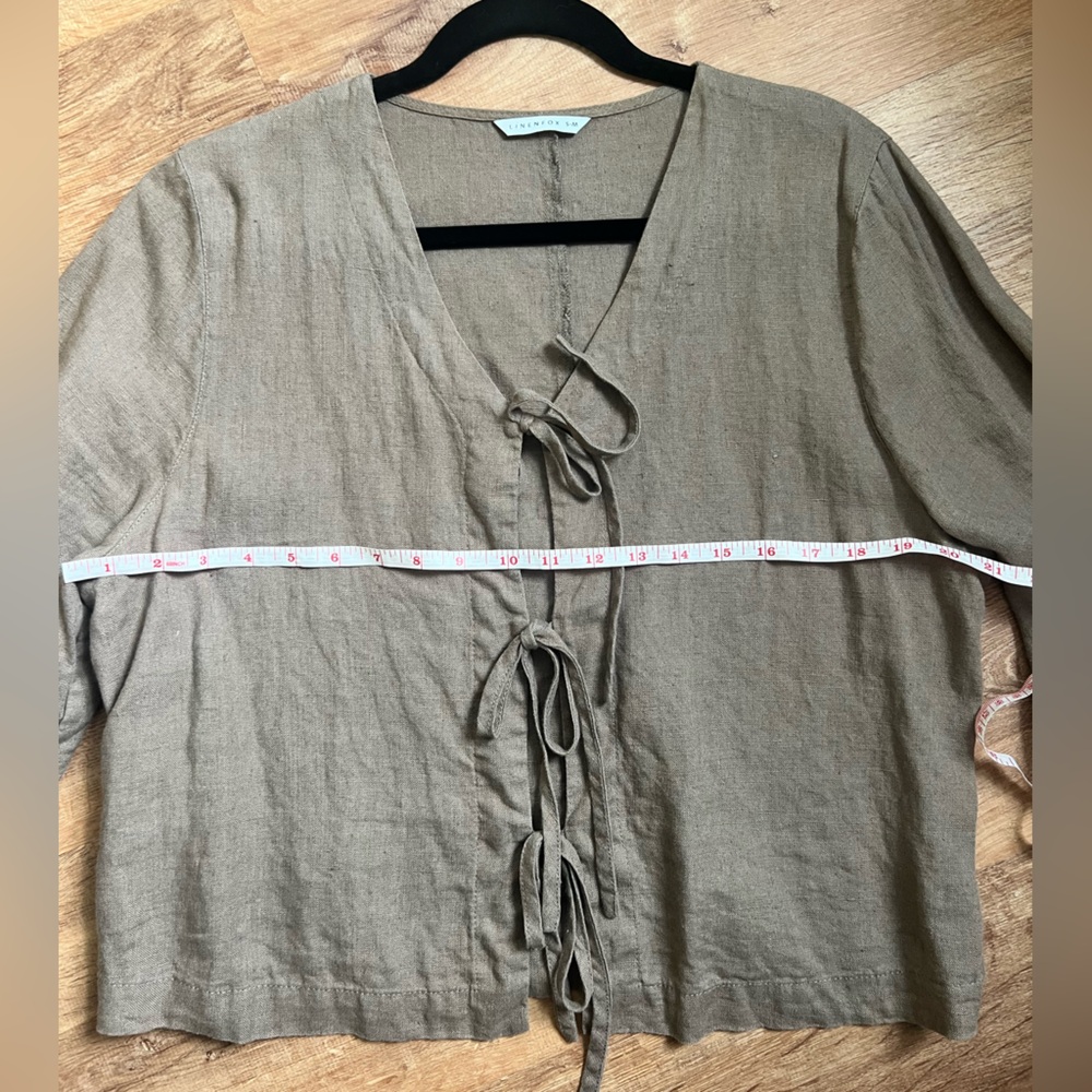 Linenfox Marina Tie Up Front Top in Cacao - Picture 6 of 7